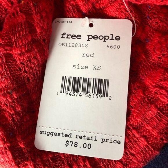 Free People Baja Babe Wide Sleeve Hoodie Red XS Pullover Sweater - Picture 4 of 7
